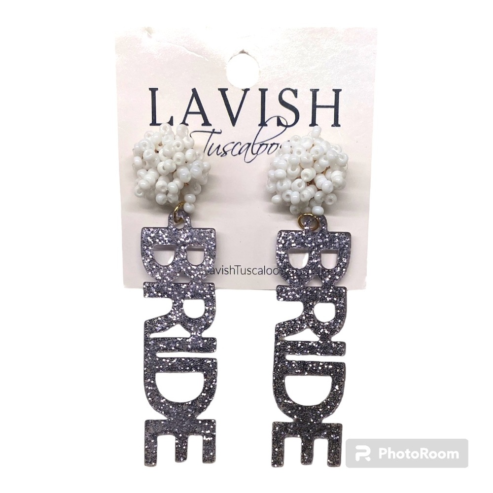 Bride pierced earrings beaded and sparkling acrylic